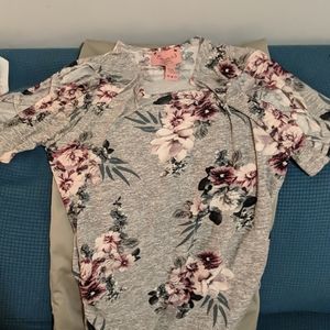 Maternity shirt flowery criss cross detail on arms